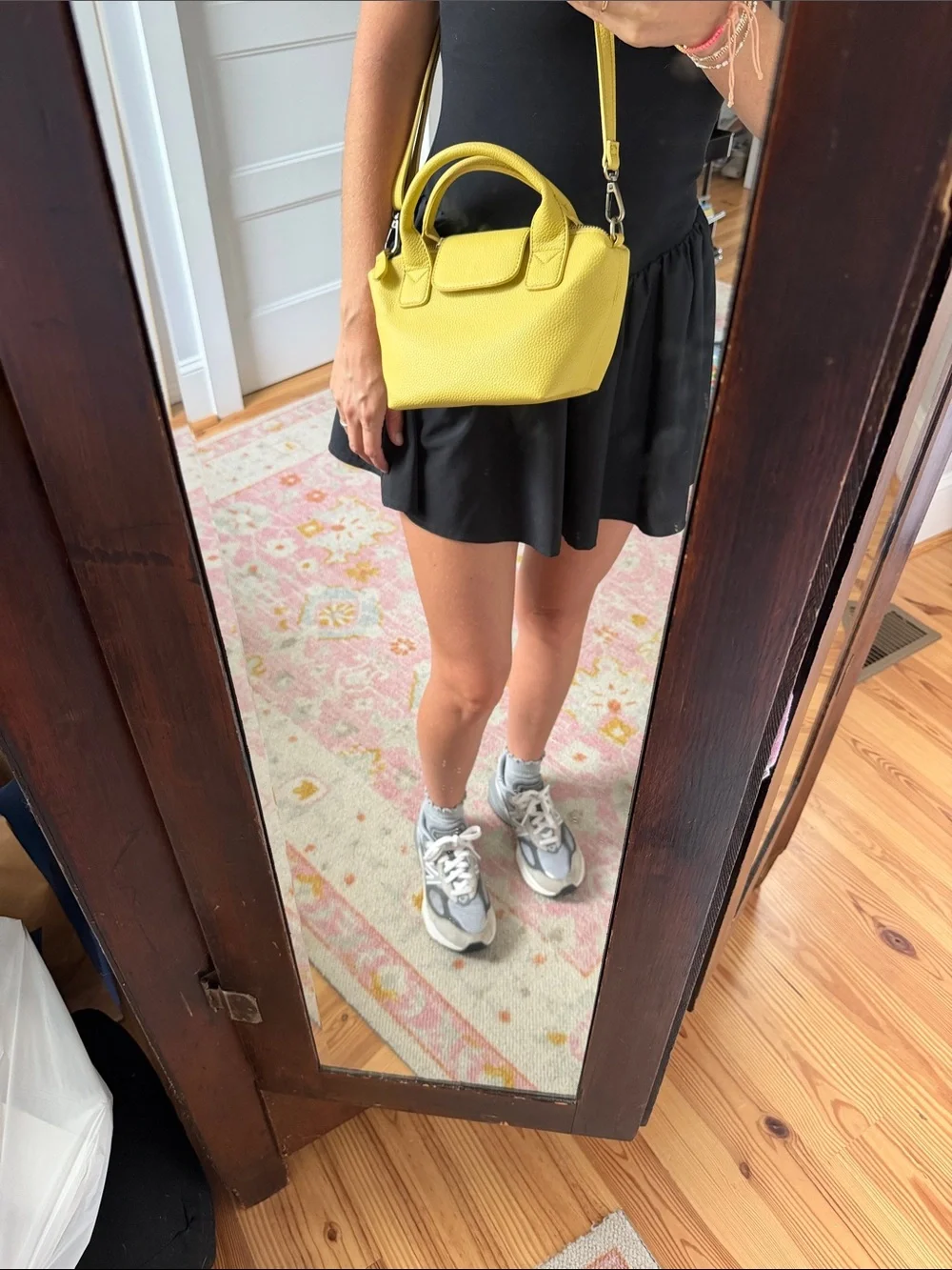 Yellow faux Leather Top-Handle Crossbody Bag